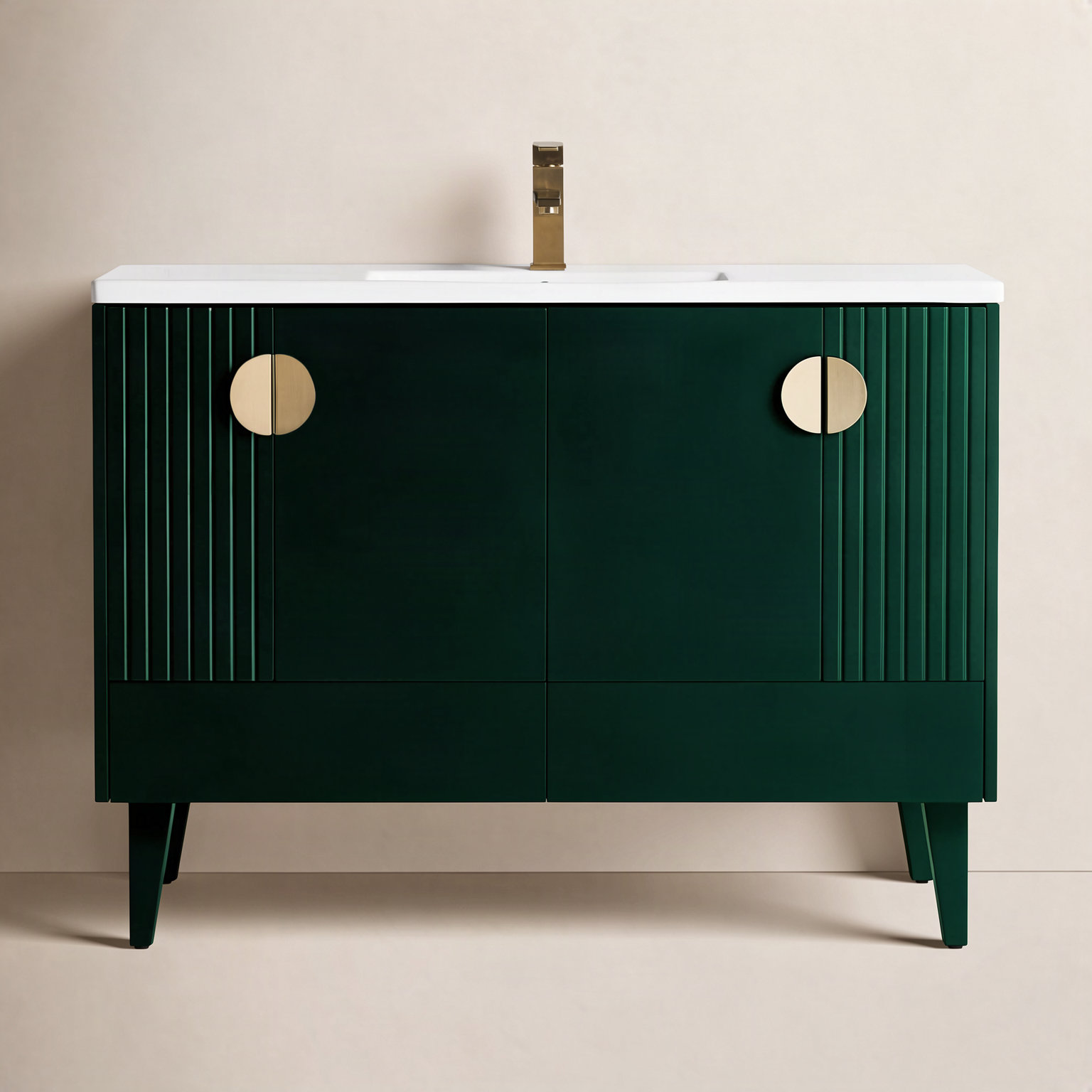 Saimah 48'' Single Bathroom Vanity, Green, Satin Brass