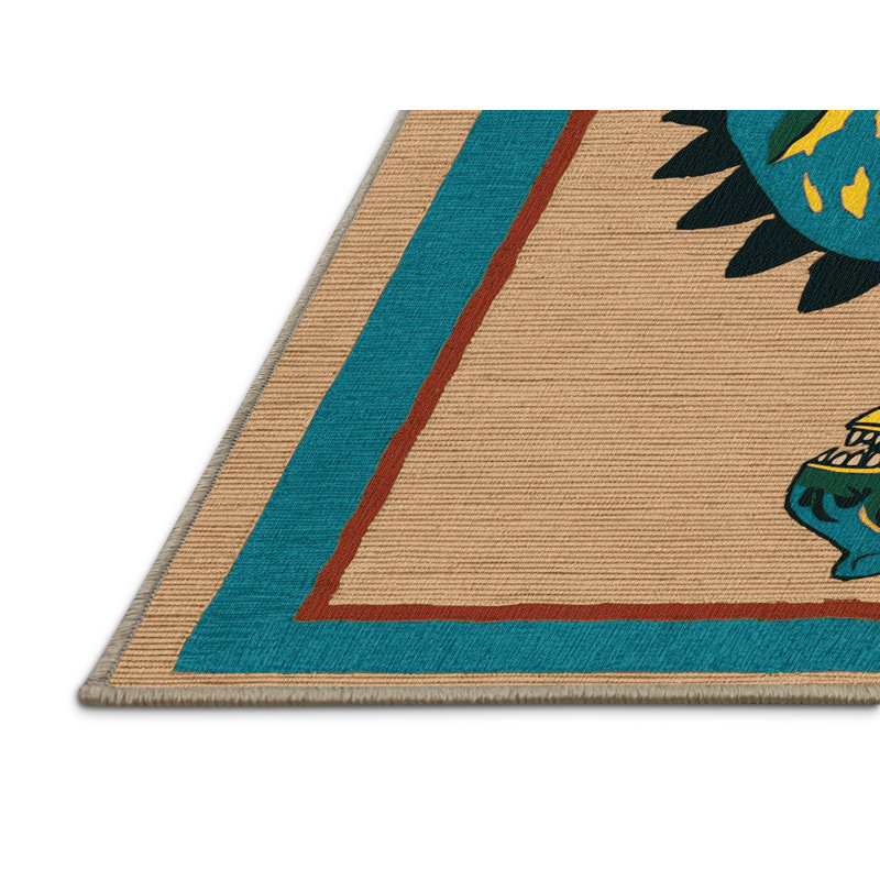 Tapis brun dinosaures lavable à la machine, Rond 6 pi