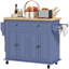 Îlot de cuisine sur roulettes, chariot à roulettes avec plateau en bois d'hévéa, porte-épices, porte-serviettes et tiroirs pour la salle à manger-88366023