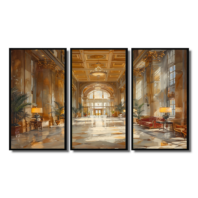Ensemble de salon mural Baddeley - Hotel & Lodges, H 28 po x l 36 po x P 1 po, Toile avec cadre flottant noir
