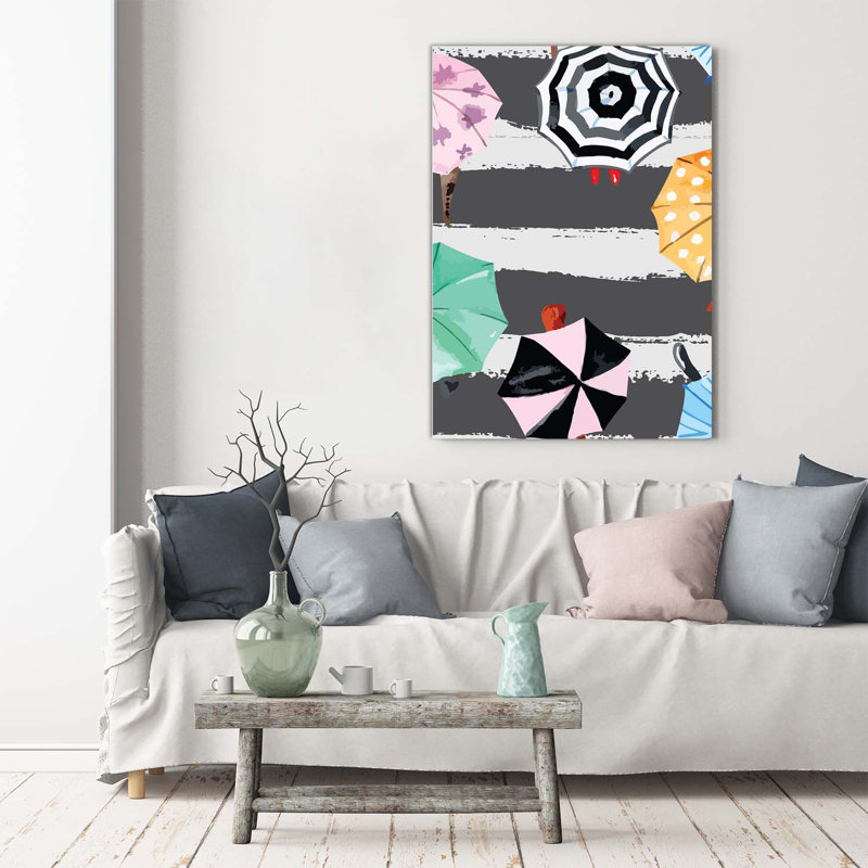 Colorful umbrellas 1 Piece Wrapped Canvas Wall Art