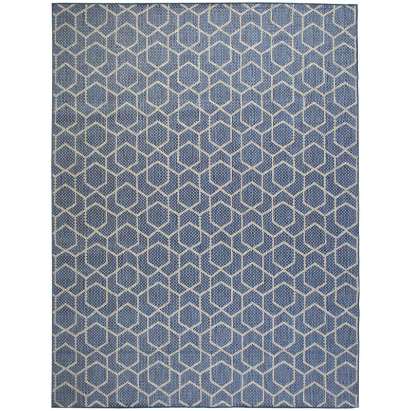 Reidy Modern Indoor/Outdoor Rug, Rectangle 9' x 12', Denim