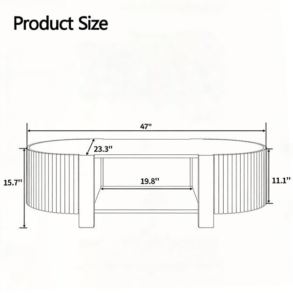 Latitude Run® Oval Fluted Coffee Table with Storage for Living Room ...