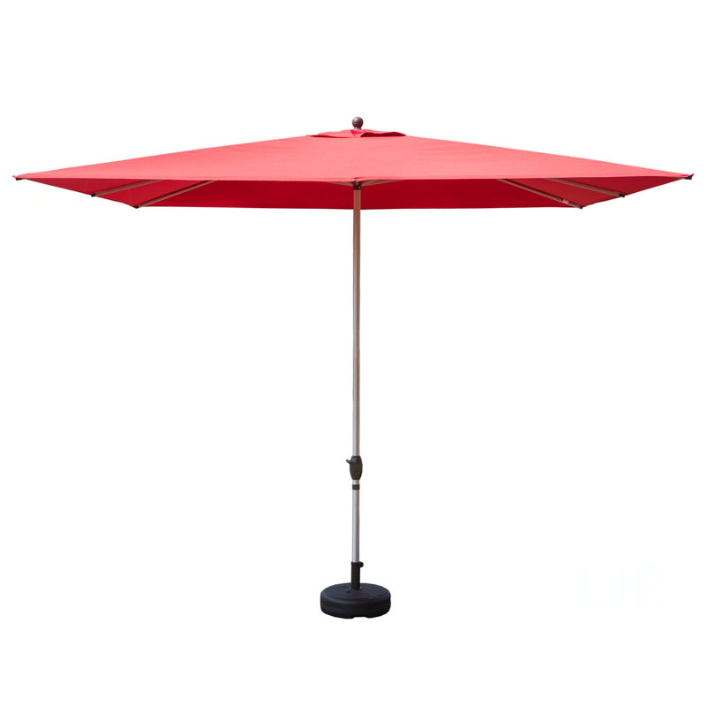 Parasol de patio rectangulaire avec manivelle (base non incluse), Rouge