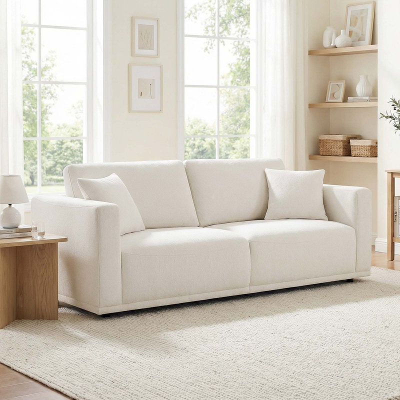 Brinna Contemporary Beige 83.07'' Upholstered Sofa