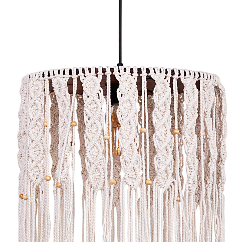 Luminaire suspendu géométrique unique à 1 lumière Bensen, Beige