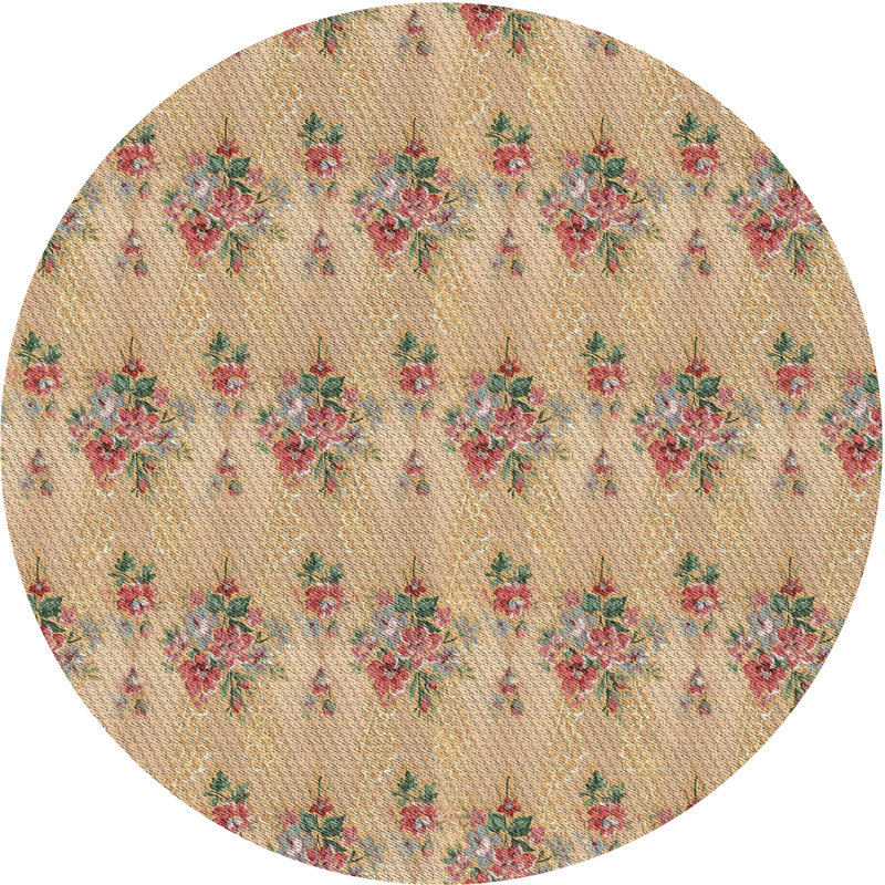 Tapis brun/gris à motifs, Rond 4 pi