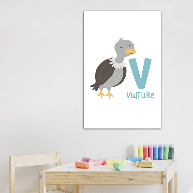 Animal Alphabet - V - impression d'art graphique, H 40 po x l 26 po x P 1,5 po, Toile tendue, Pas de tapis