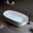 57″Solid Surface Matte Tub, Solid Surface Soaking Tub, Stone Resin Freestanding Bathtub, Thick Edge Stand Alone Tubs With Overflow, Pop-Up Drain