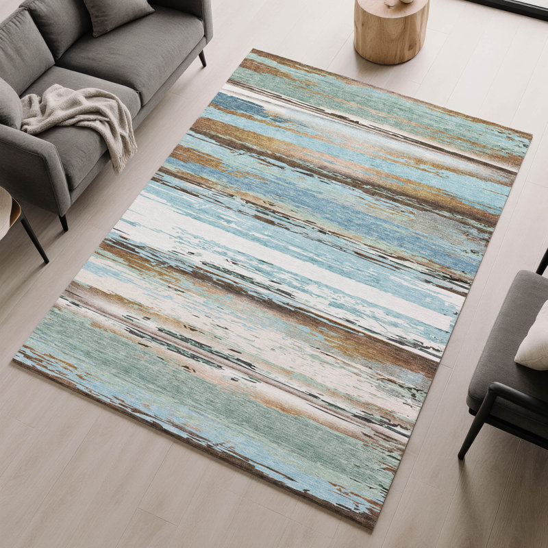 Tapis de qualité supérieure lavable à la machine Mayfield AMF2243, Bleu, 3 pi x 5 pi