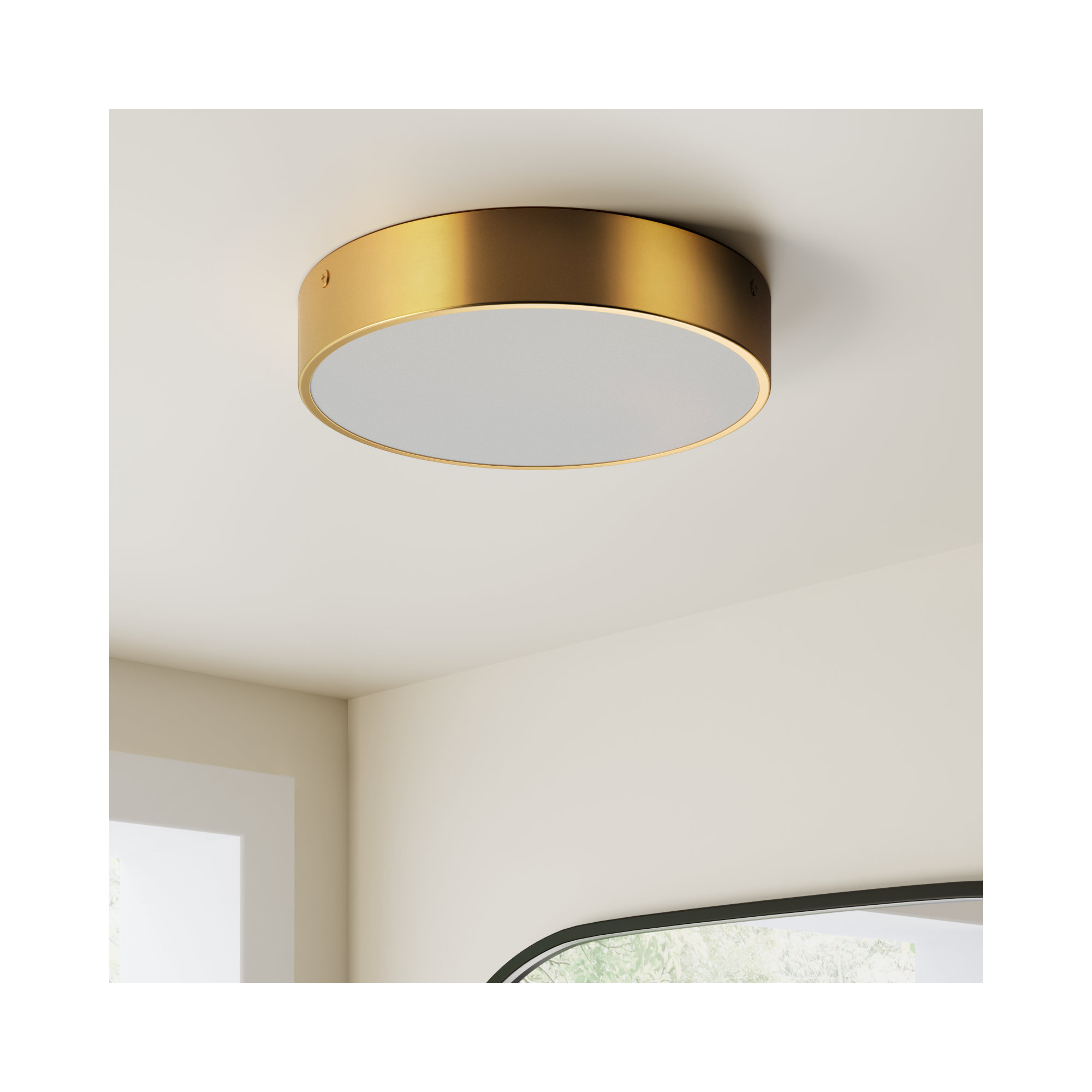 Orland Single Light Steel LED Flush Mount, Aged Gold, 2" H x 11.13" W x 11.13" D