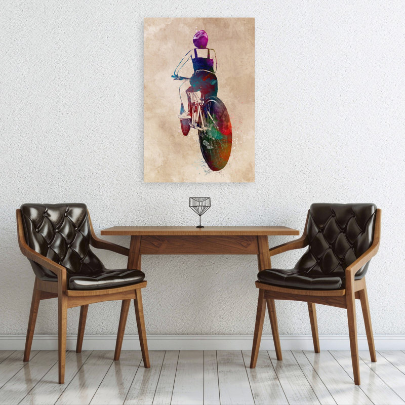 «Vibrant Bike Ride», art mural contemporain, 36" H x 24" W