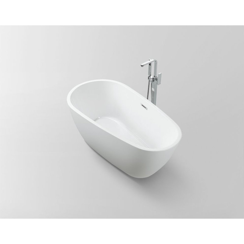 Freestanding Soaking Acrylic Bathtub, White/Matte Black, 23.2'' H X 29.5'' W X 59'' L