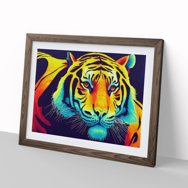 Colourful Tiger Vol.4 Abstract - Framed Print, Walnut Framed, 46cm H x 64cm W x 2cm D