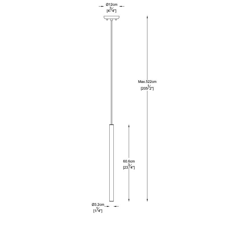 Bowning 1 - Light LED Single Pendant, Matte White, 24" H x 1.25" W x 1.25" D