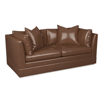 Causeuse à accoudoirs carrés en cuir véritable 70,5 po Thom Filicia Home Boyden