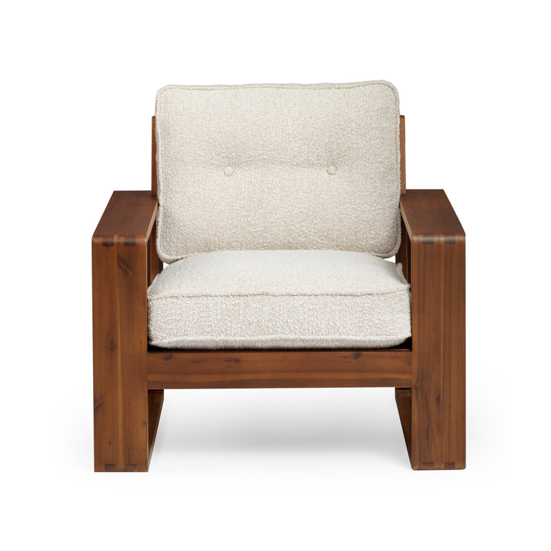 Chaise d'appoint rembourrée Nolani, Acacia / polyester bouclé