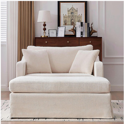 Fauteuil rembourré 43,9 po de largeur moderne 43,9 po avec pieds en métal noir et deux coussins traversins pour le bureau et le salon, blé