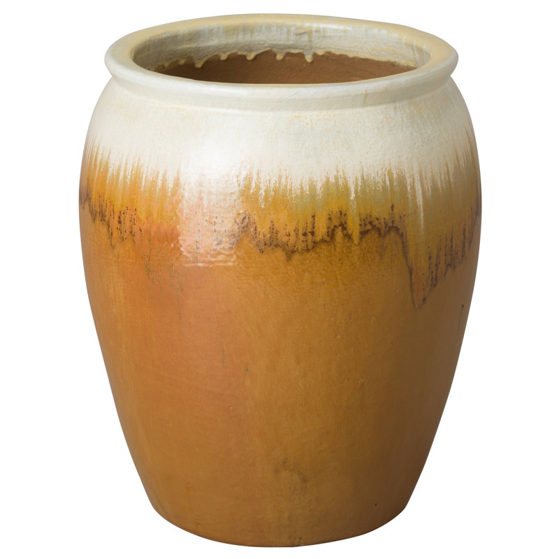 Proberta Handmade Ceramic Pot Planter, Amber, 30" H x 23.5" W x 23.5" D