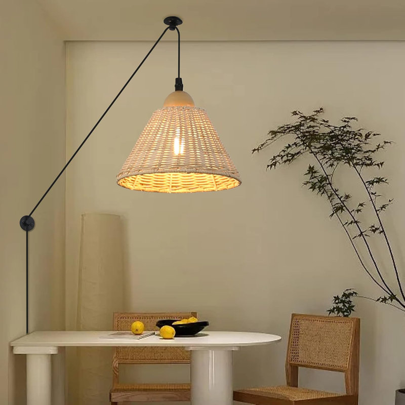 Luminaire suspendu en bambou pour îlot de cuisine 8,6 po Farmhouse