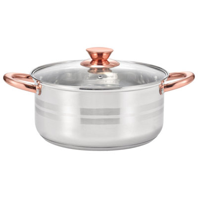 Stainless Steel 4.4 Qt Dutch Oven Matte with Polished Stripes & Handle