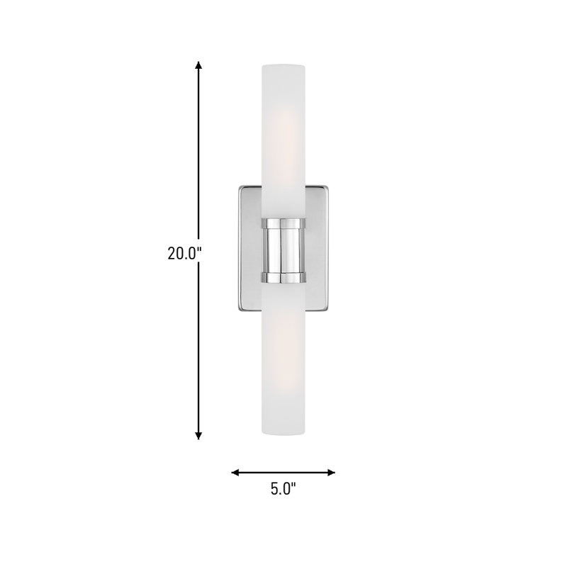 Medium Two Light Wall / Bath, Chrome, 60 W, 20" H x 5" W x 3.63" D