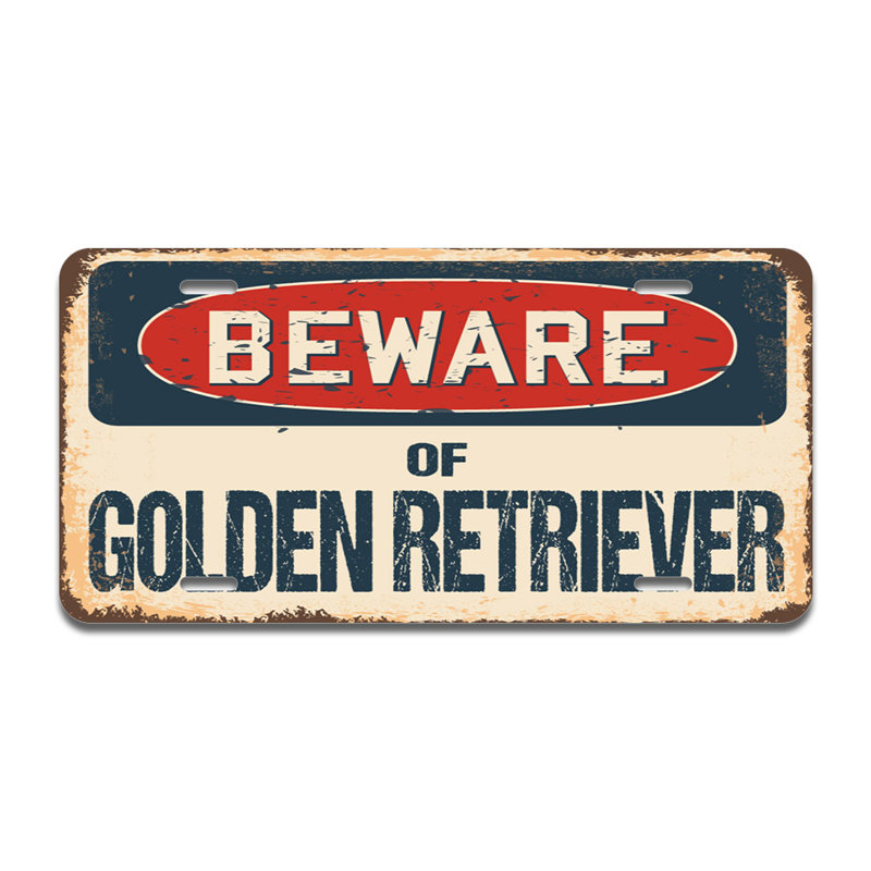 Cadre en aluminium «Beware of Golden Retriever»