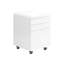 Classeur de bureau avec fonction roulante et décoration en stratifié blanc brillant pour bureau, 3 rangements, support d'imprimante moderne à mouvement fluide