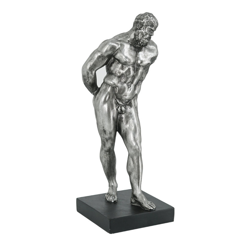 Figurine mâle en polyrésine métallique - 6,5 po x 6 po x 16,5 po - noir, argent