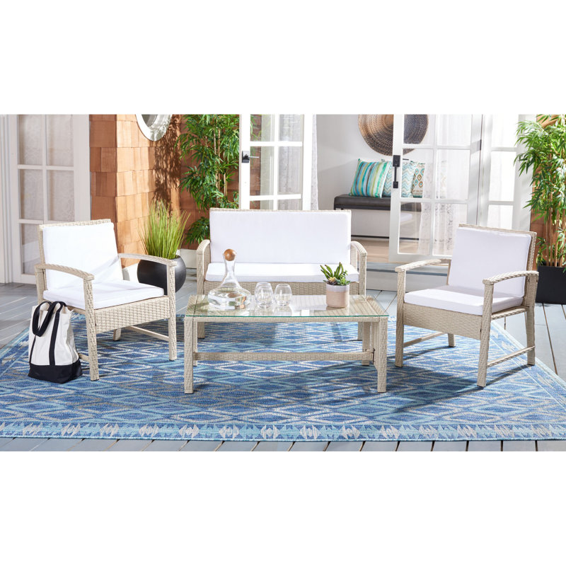Painuly 4 - Person Patio Conversation Set with Cushions, Beige