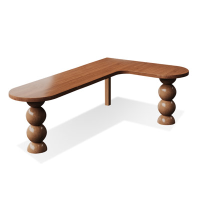 Brown L-Shaped Solid Wood desk