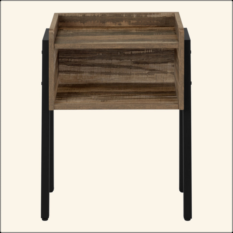 Table de chevet polyvalente en bois avec rangement et pieds réglables, idéale pour la décoration de la chambre à coucher et du salon.