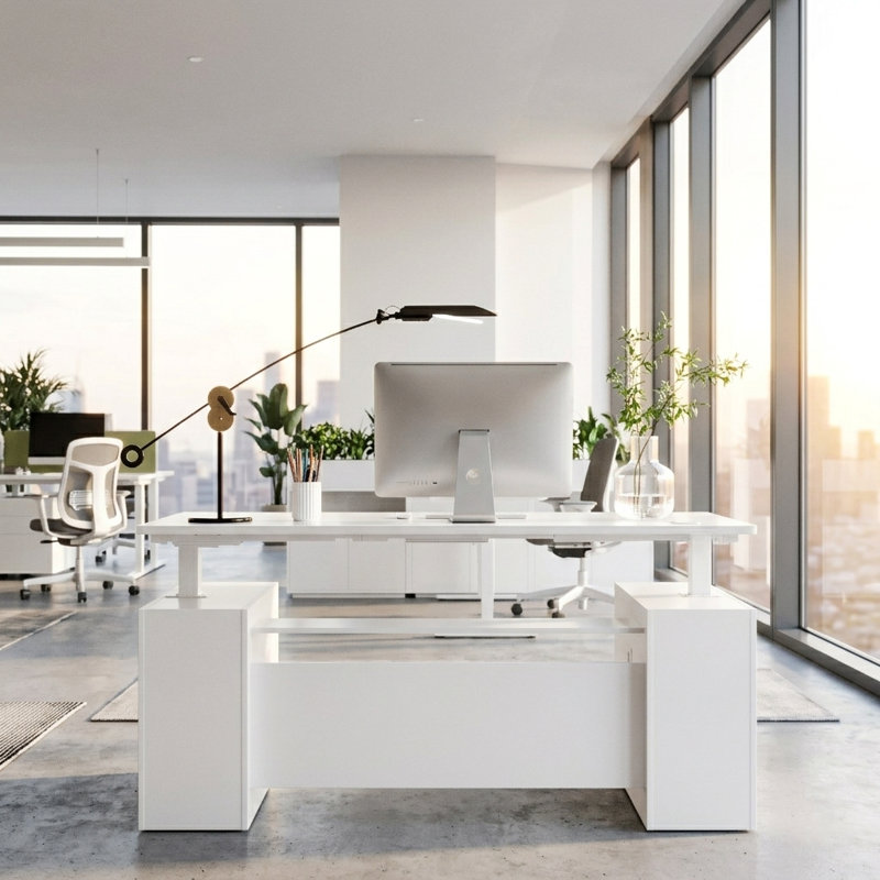Neeharika Height Adjustable Modern Executive Standing Desk, White