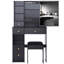 Petit meuble-lavabo de 29,2 po avec tabouret de bureau et tabouret rembourré, très grand miroir coulissant à droite, rangement multi-couches à grande capacité, commode pratique et pratique, convient aux petits espaces-948657725