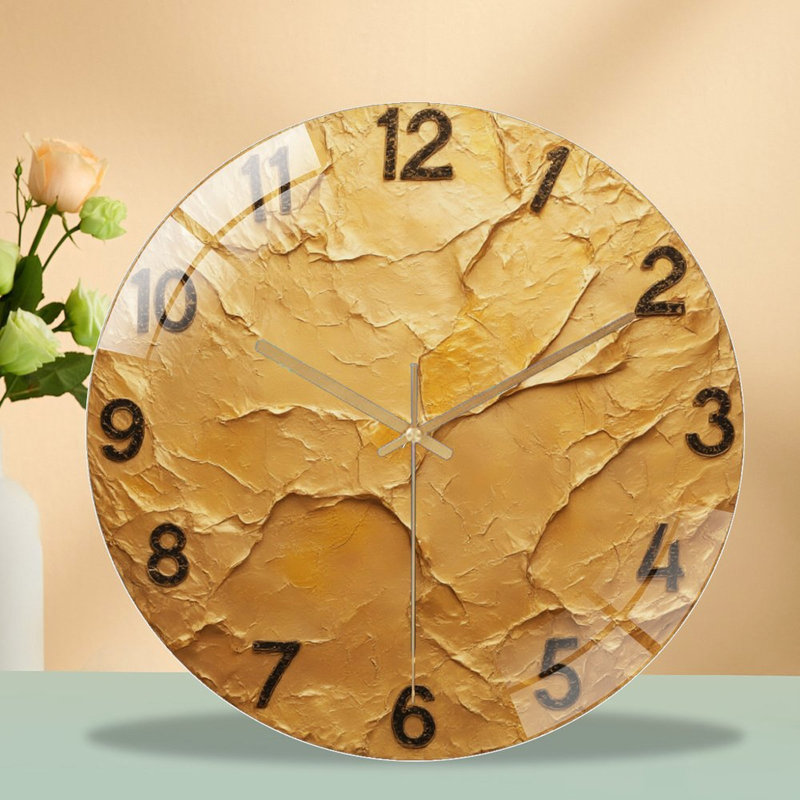 Horloge murale texturée dorée, art moderne - horloge murale 12 po