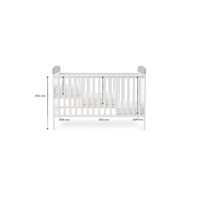 Grace Inspire Cot Bed with Fibre Mattress, Grey