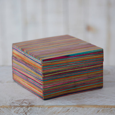 Large Multicoloured Papri Wood Trinket Box