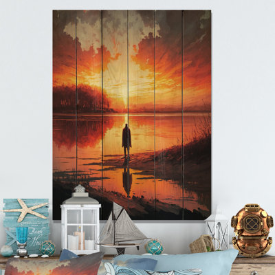 Regarder un coucher de soleil magnifique au bord du lac I - reproduction