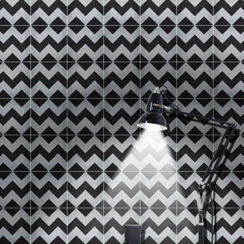 Carreau de sol et mur à motif ciment 8 po x 8 po Jerada, Noir / gris