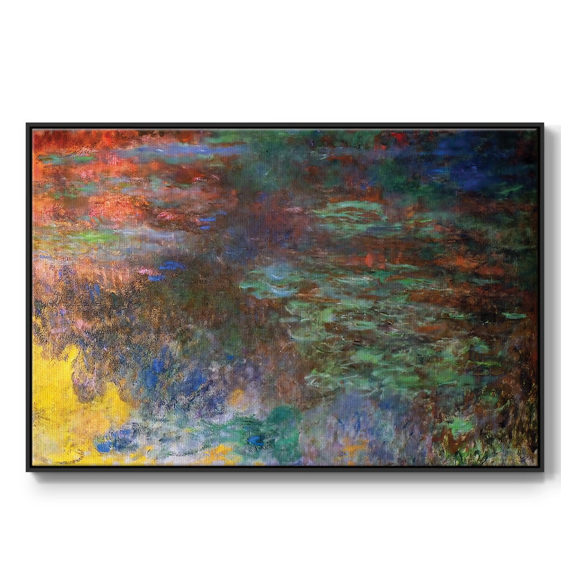 Water Lily Pond, Evening (panneau de droite), 1920, reproduction sur toile encadrée, Noir, H 17 po x l 25 po x P 2 po