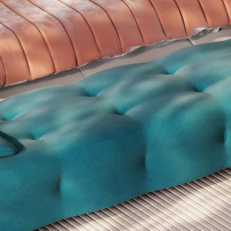Banc rembourré, H 16,93 po x l 70,87 po x P 19,69 po, Bleu