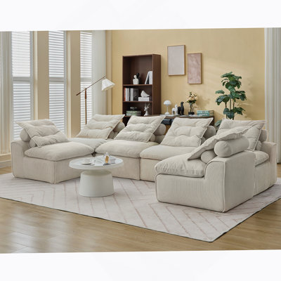 Canapé modulaire polyvalent avec revêtement en velours côtelé et coussins multiples pour la détente