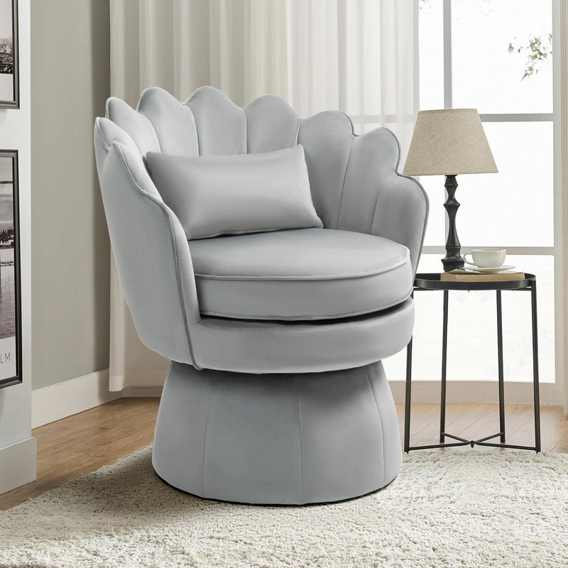 Fauteuil d'appoint rembourré et pivotant en velours, Velours gris velours