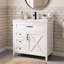 Meuble-lavabo moderne blanc de 76 cm avec lavabo, meuble-lavabo autoportant de style champêtre avec lavabo simple, 3 tiroirs, rangement inclinable, étagères de porte (robinetterie non incluse)