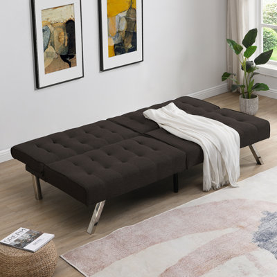 Cadre ergonomique, cadre en bois, pieds en acier inoxydable, lit en faux lin d'une hauteur de 31,37 po, cadre et matériau