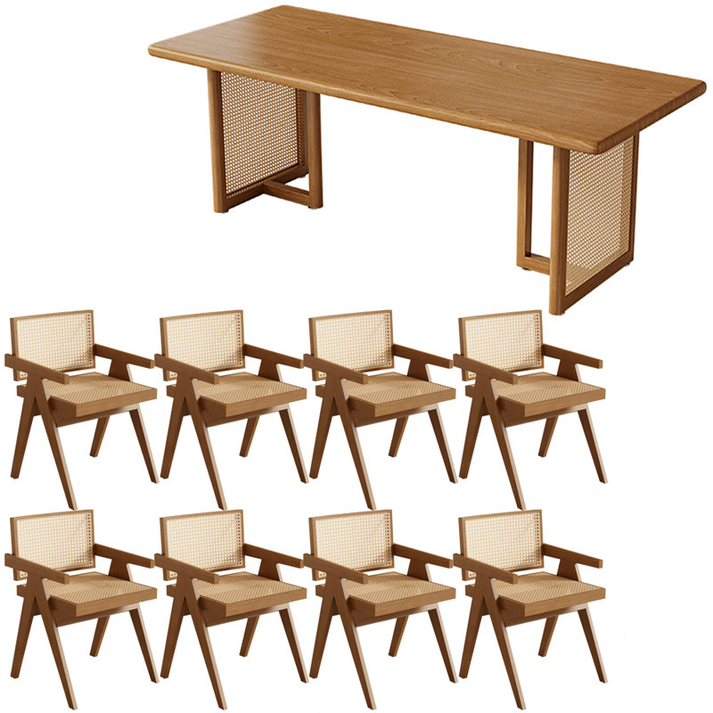 Modern simple solid wood dining table set., 29.5"H x 98.4"L x 39.3"W