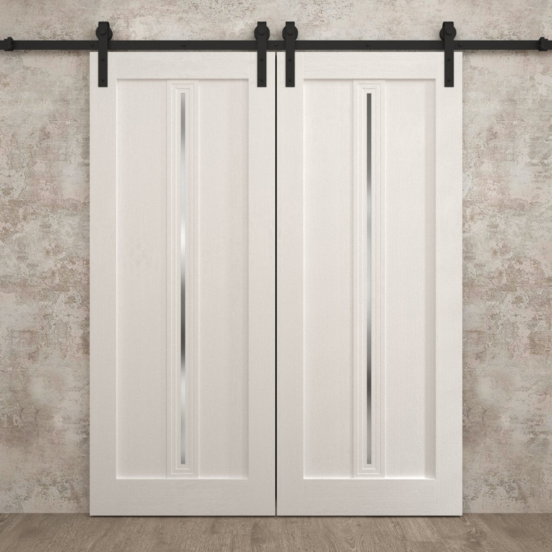 Ensemble de portes modernes à panneau double Ego 5014, 84 po x 84 po, Chêne marbré