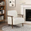 Chaise de salon en bois massif beige avec accoudoirs à finition brune moderne pour coussins de siège attachés à l'espace principal