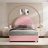 Bensu Luxury Curve-Shaped Headboard Bed Frame, Elegant Boucle Upholstered Platform Bed with Modern Design-770810540-756670534