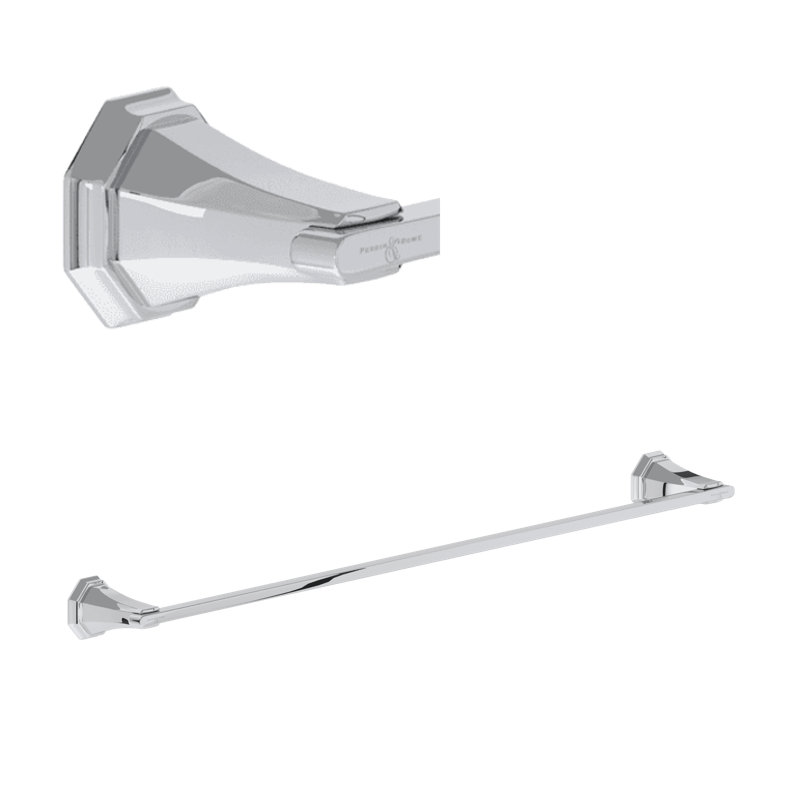 24" Towel Bar, Polished Chrome, 2.38" H x 24" L x 3" D